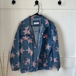 Women’s Blue and Pink Star Jean Jacket